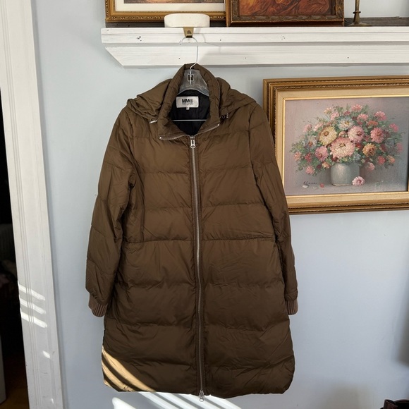 Maison Margiela MM6 Olive Down Hooded Puffer Coat Jacket size 40 - Picture 4 of 9